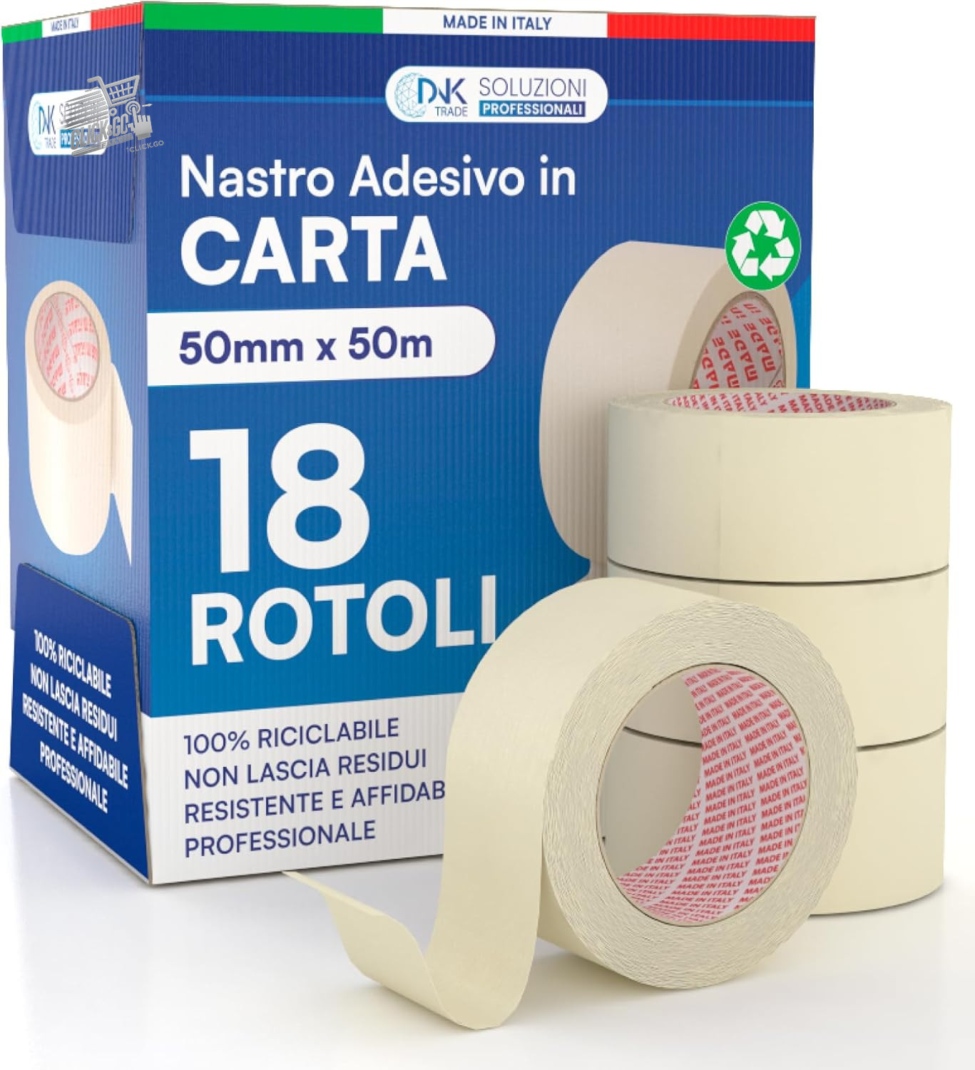 Paper Tape - 18 Rolls of Paint Tape 50mm X 50M - Rubberized Paper