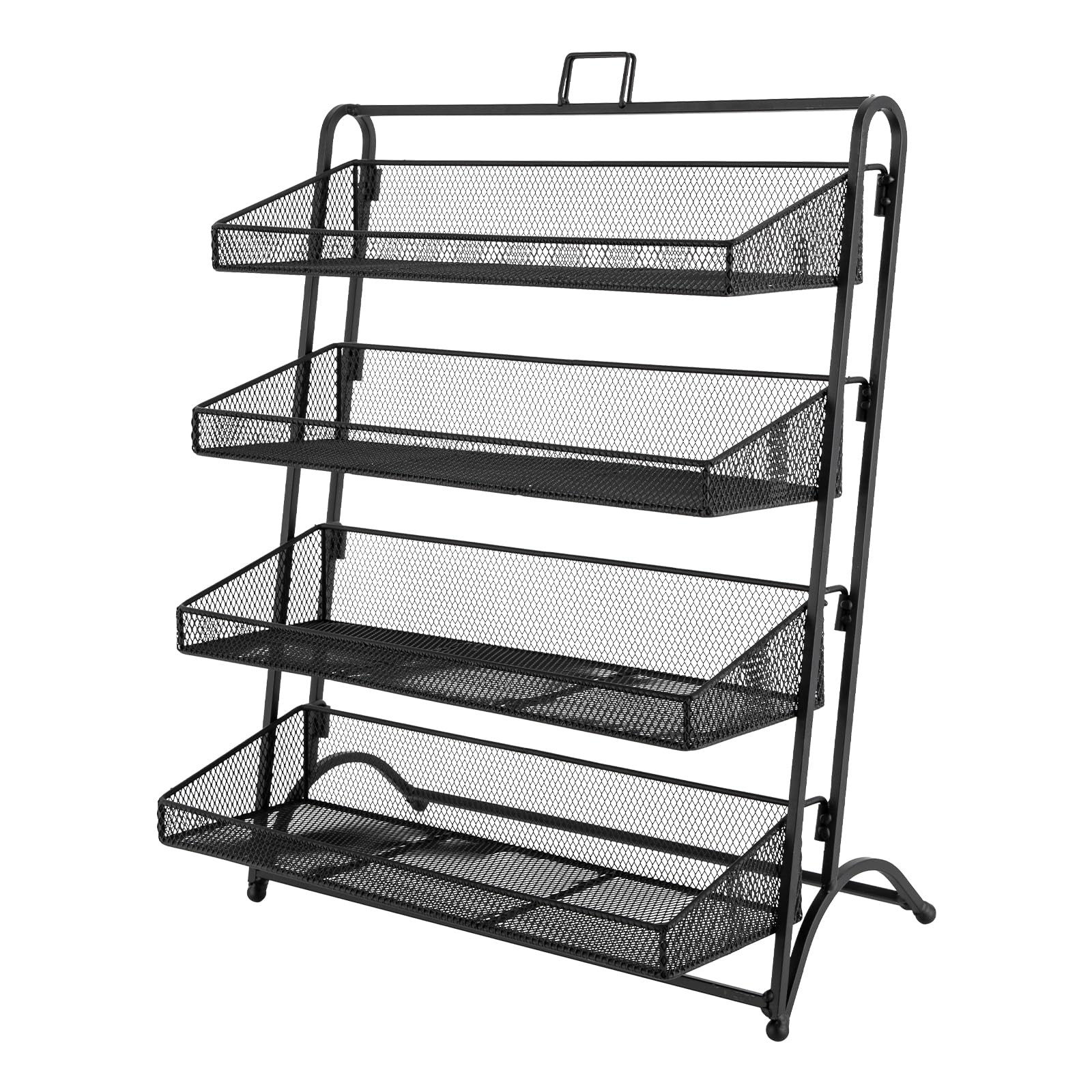 4 Tiers Display Rack Stand Iron Retail Snacks Food Candy Shelf Organizer Black