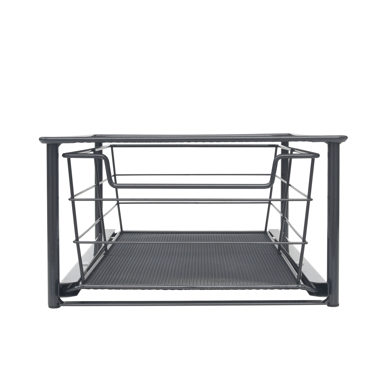 (2 pack) Small Stackable Slide-Out Drawer Organizer, Black