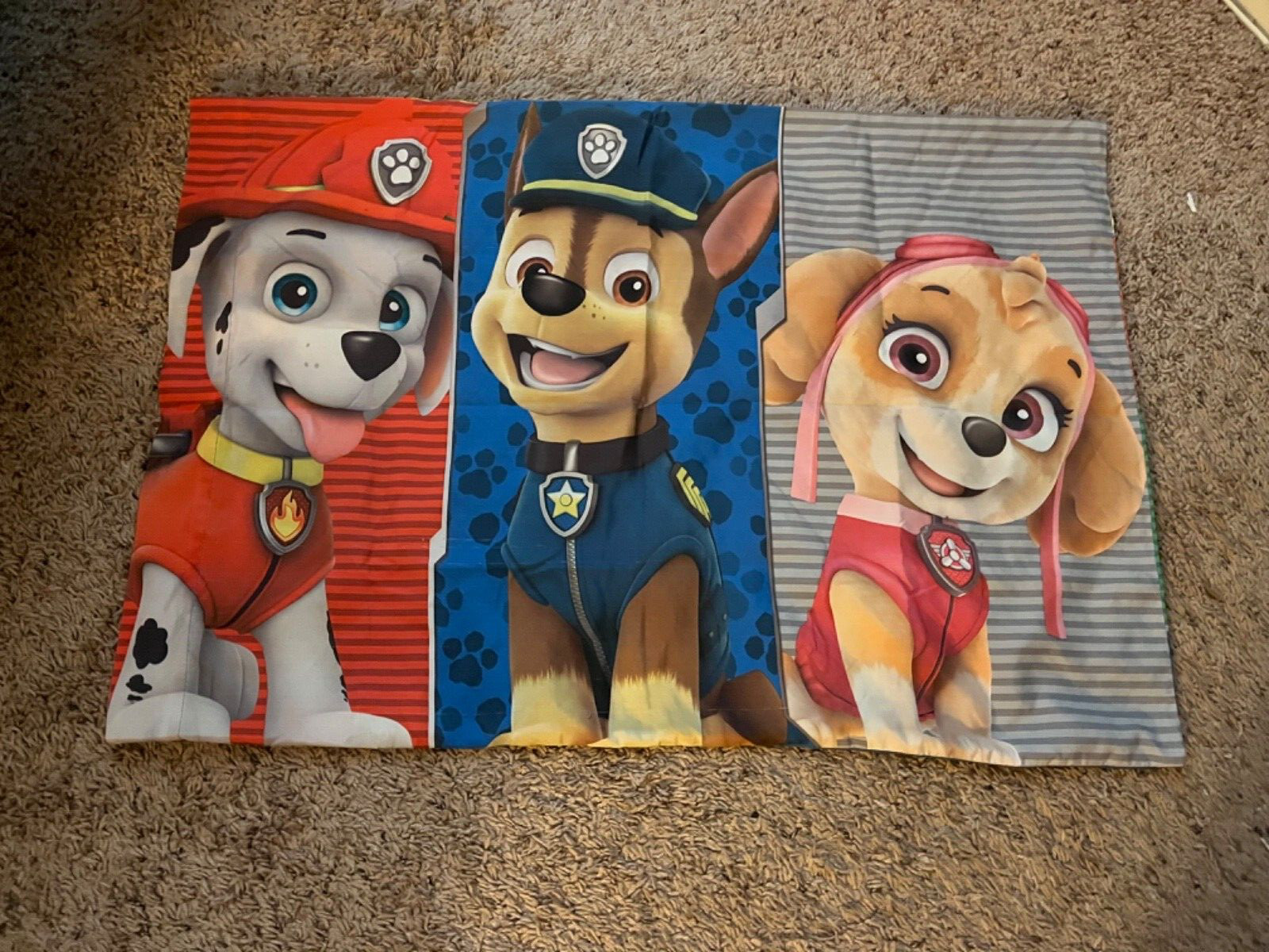 Paw Patrol Double-Sided Standard Pillowcase features 6 pups Good pre-owned cond