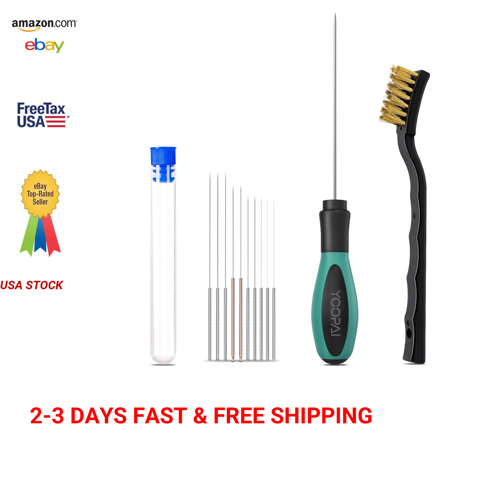3D Printer Nozzle Cleaning Kit with Needles Copper Wire Brush for 1.75mm Nozzles
