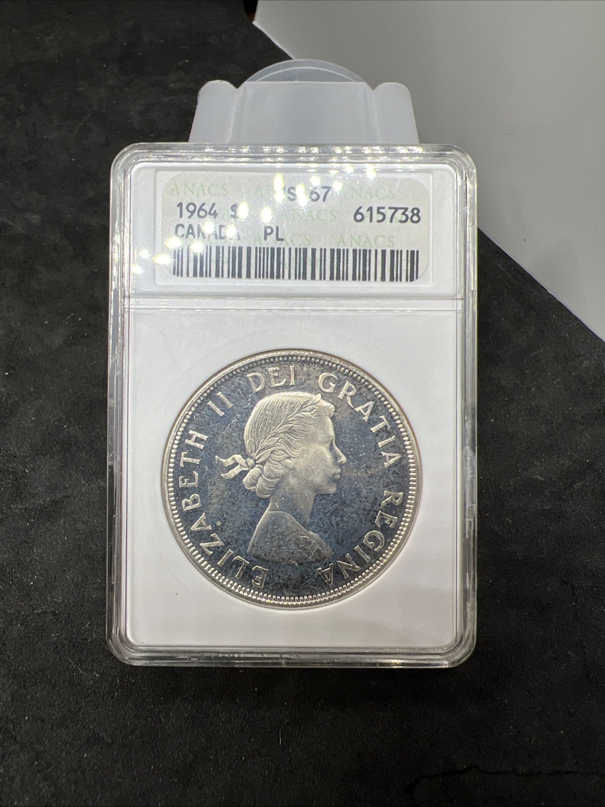 1964 $1 Canada 80% Silver Dollar Coin ANACS MS67 PL Proof like PL67