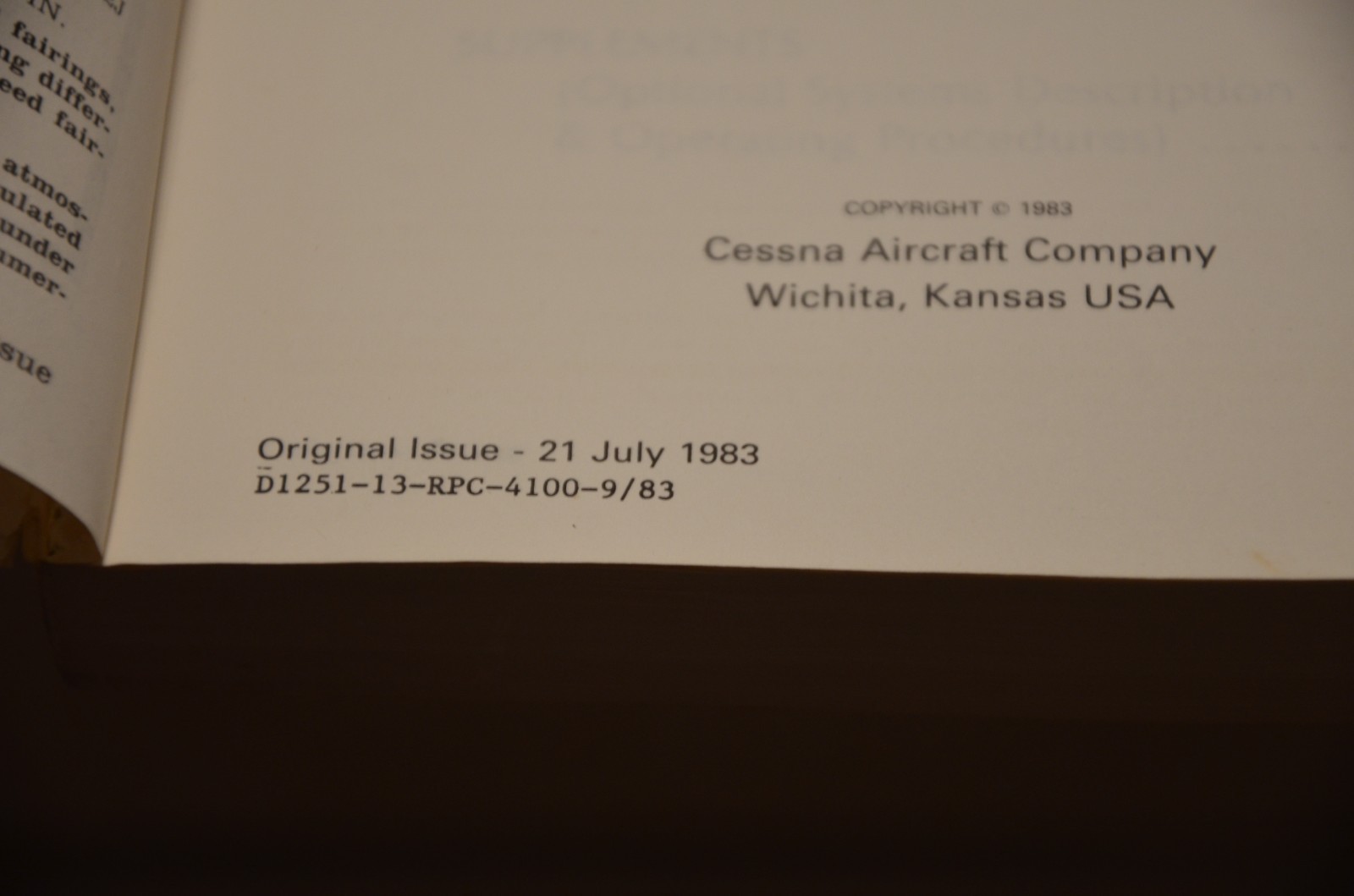 1984 Cessna Skyhawk Model 172P Information Manual