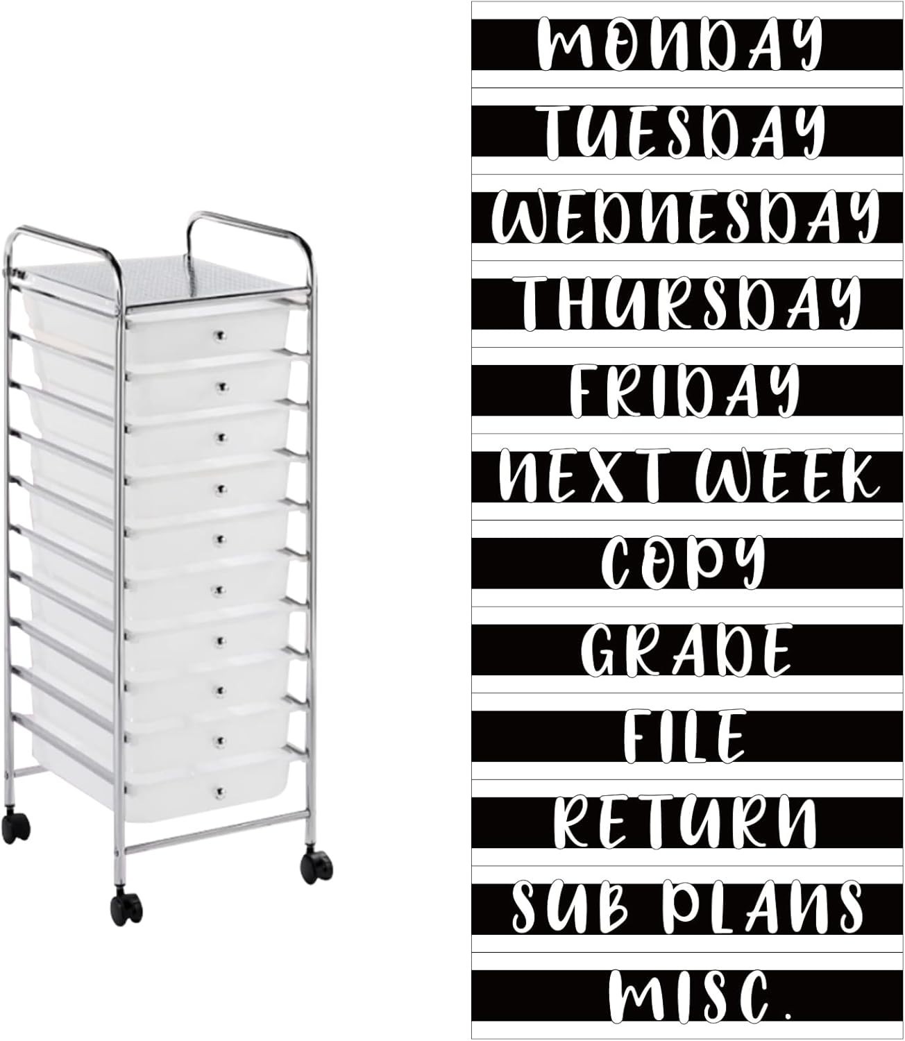 12 Pieces Rolling Storage Cart Labels 10 Drawer Rolling Storage Cart Label Bl...