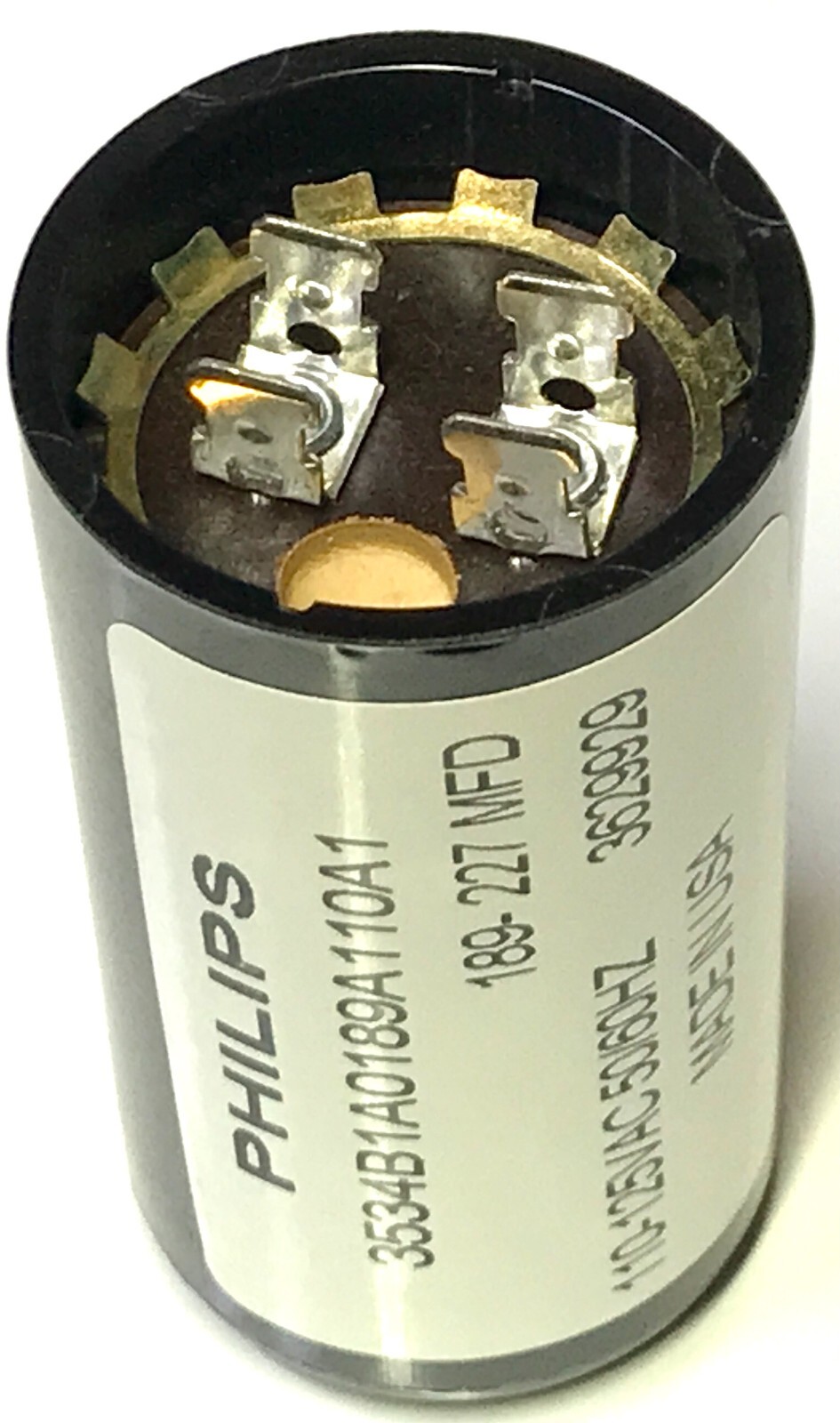 Philips 3534B1A0189110A1, 189-227 MFD, 110-125VAC 50/60HZ, 3629929, 227UF/125VAC