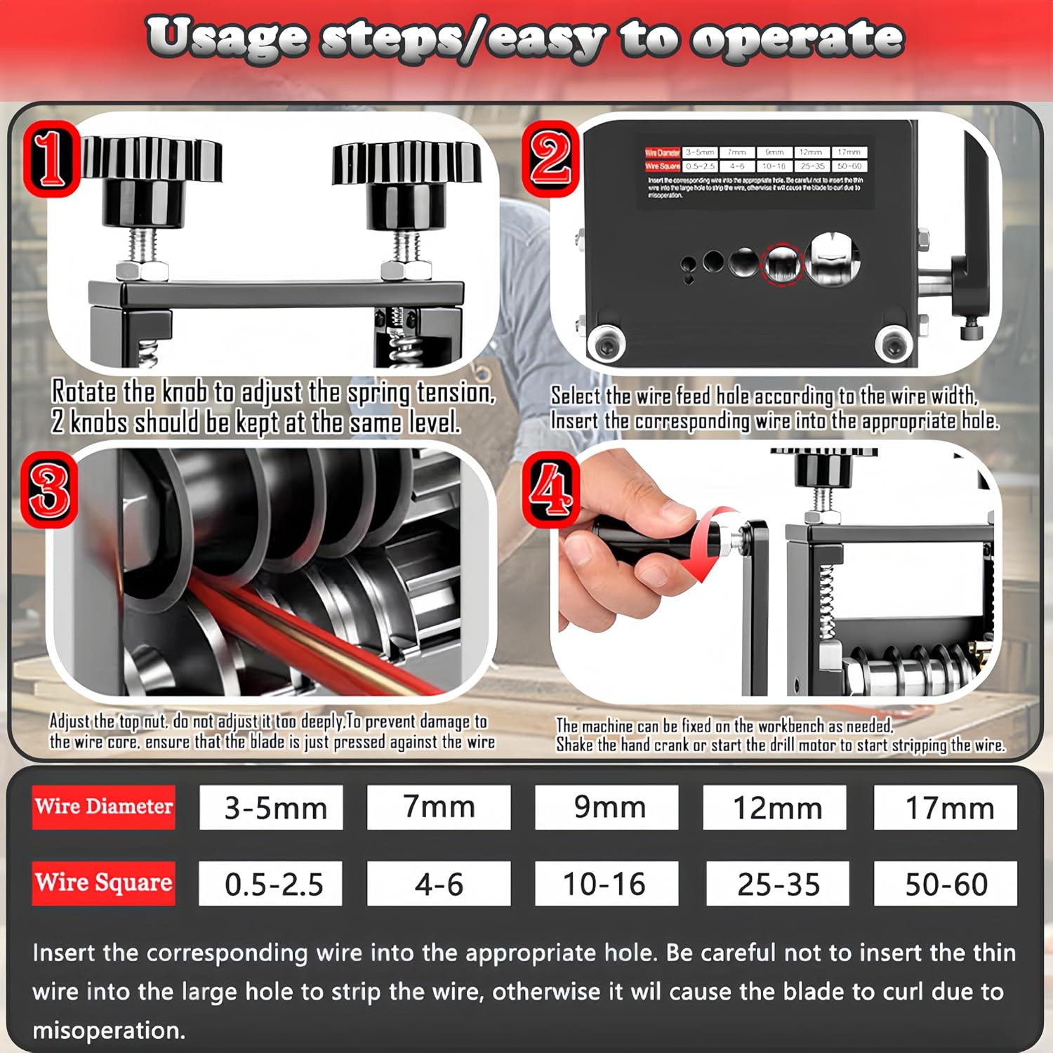 Manual Wire Stripper Machine,Drill Powered Hand Crank Wire Stripper Tool