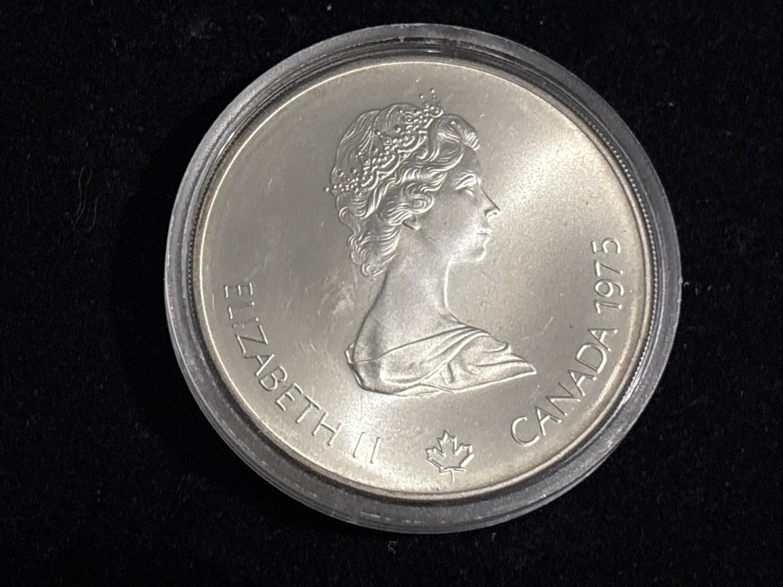 1975 CANADA Elizabeth II Olympics Montreal Swimming BU Silver $5 Coin i107771