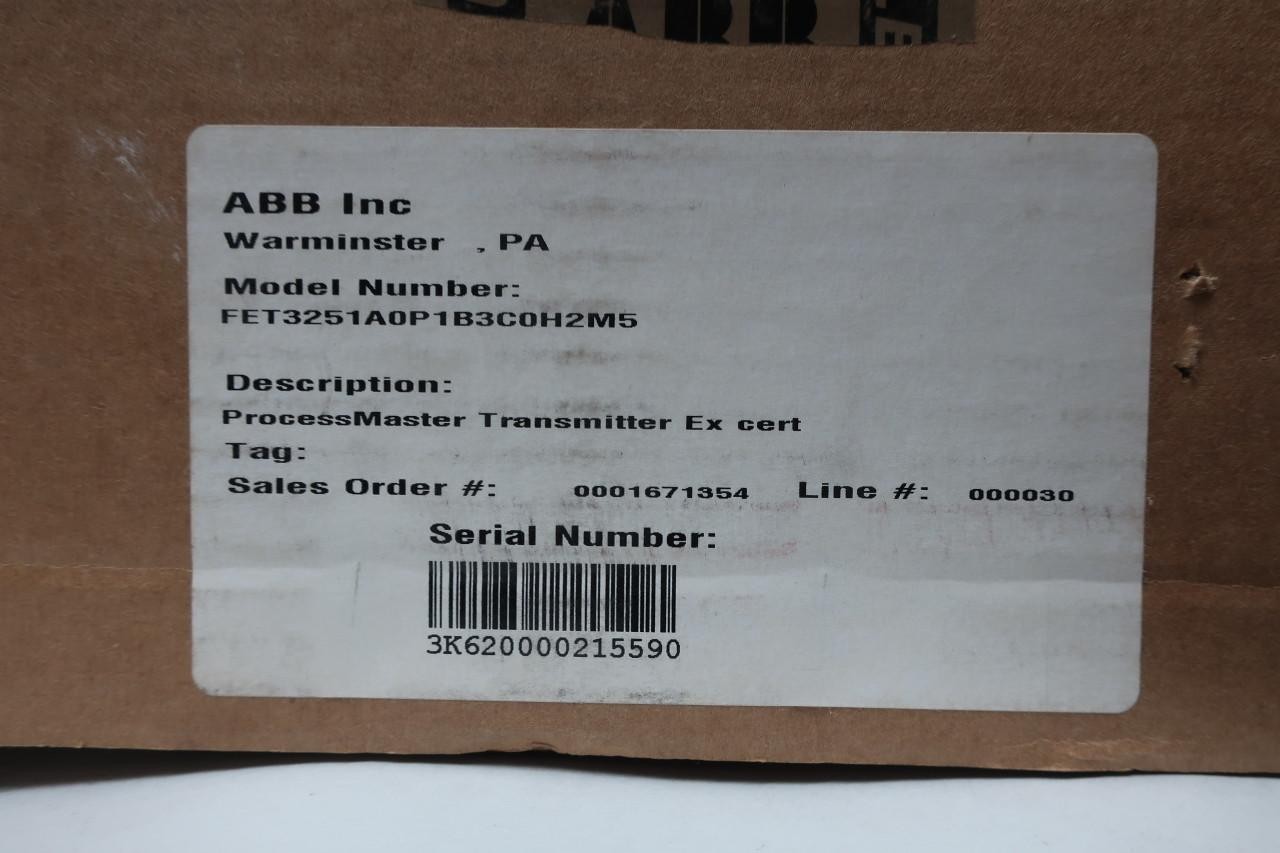 Abb FET3251A0P1B3C0H2M5 Processmaster Hart Electromagnetic Flowmeter