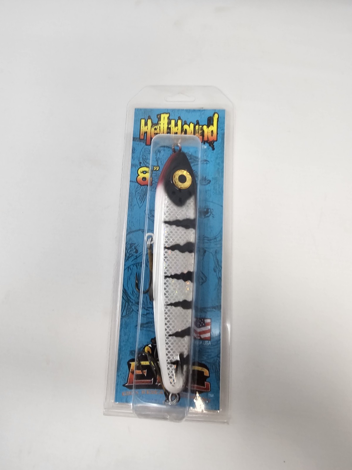 Drifter Tackle Hell Hound HH-605 Big Flash White Perch Muskie Jerk Bait Lure 8"