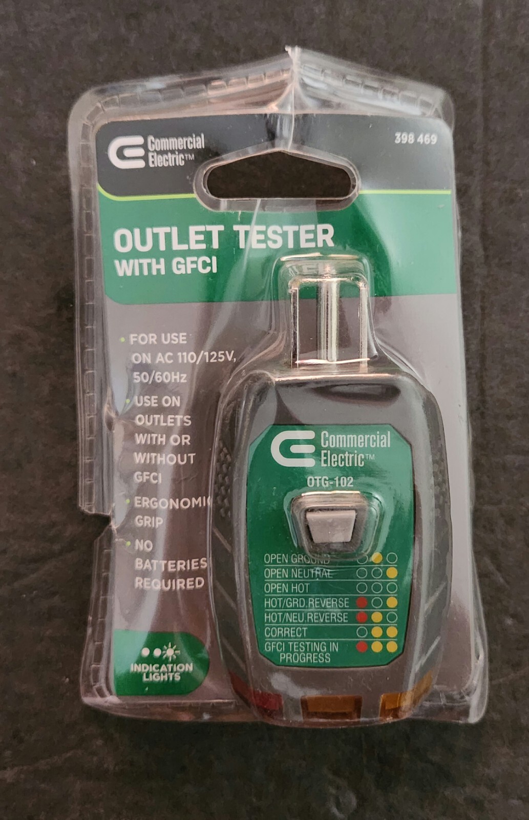 Commercial Electric Outlet Tester with GFCI AC 110V - 125V (398 469) 50hz/60hz