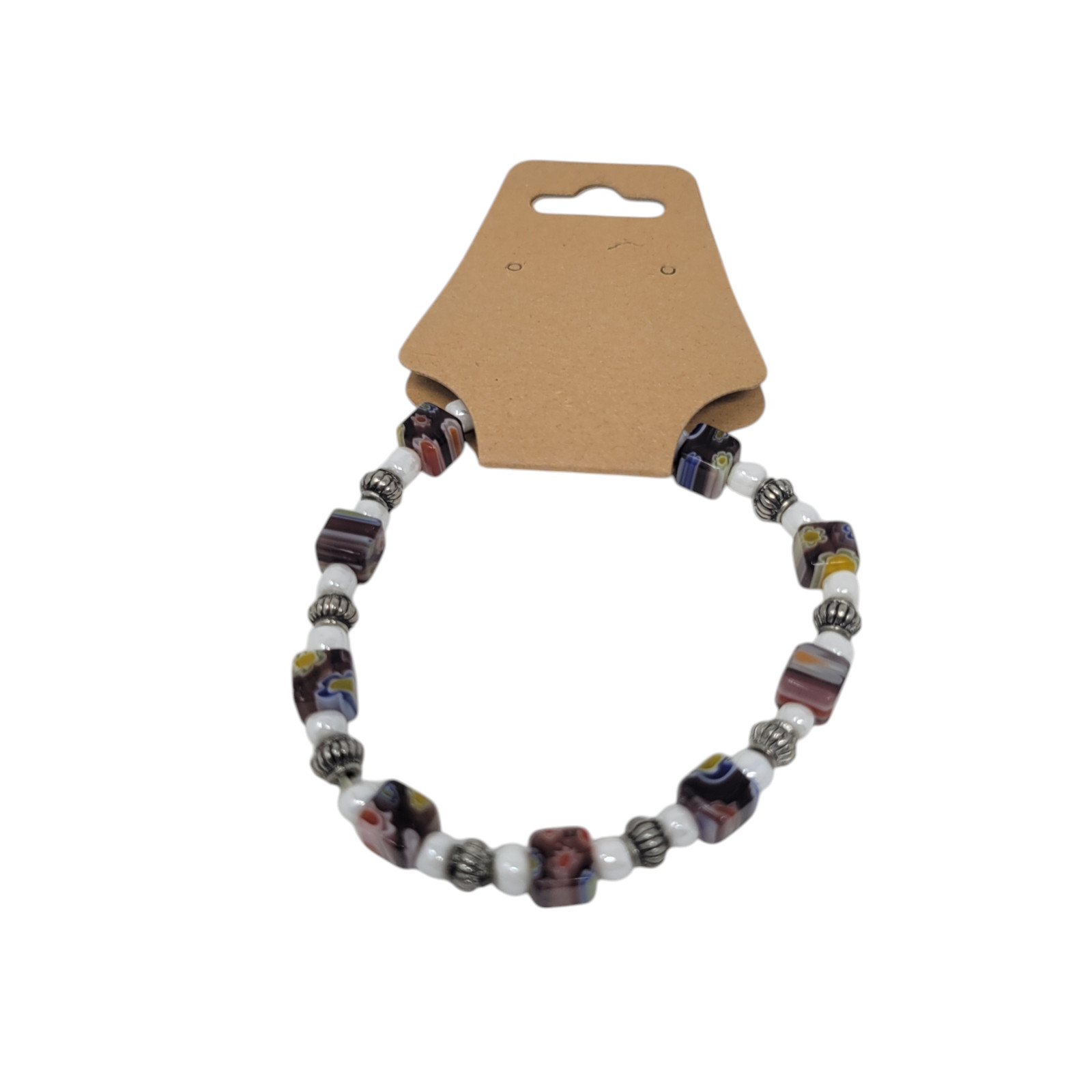 Handmade Multicolor Beaded Bracelet Tie Closure Multishape NWOT