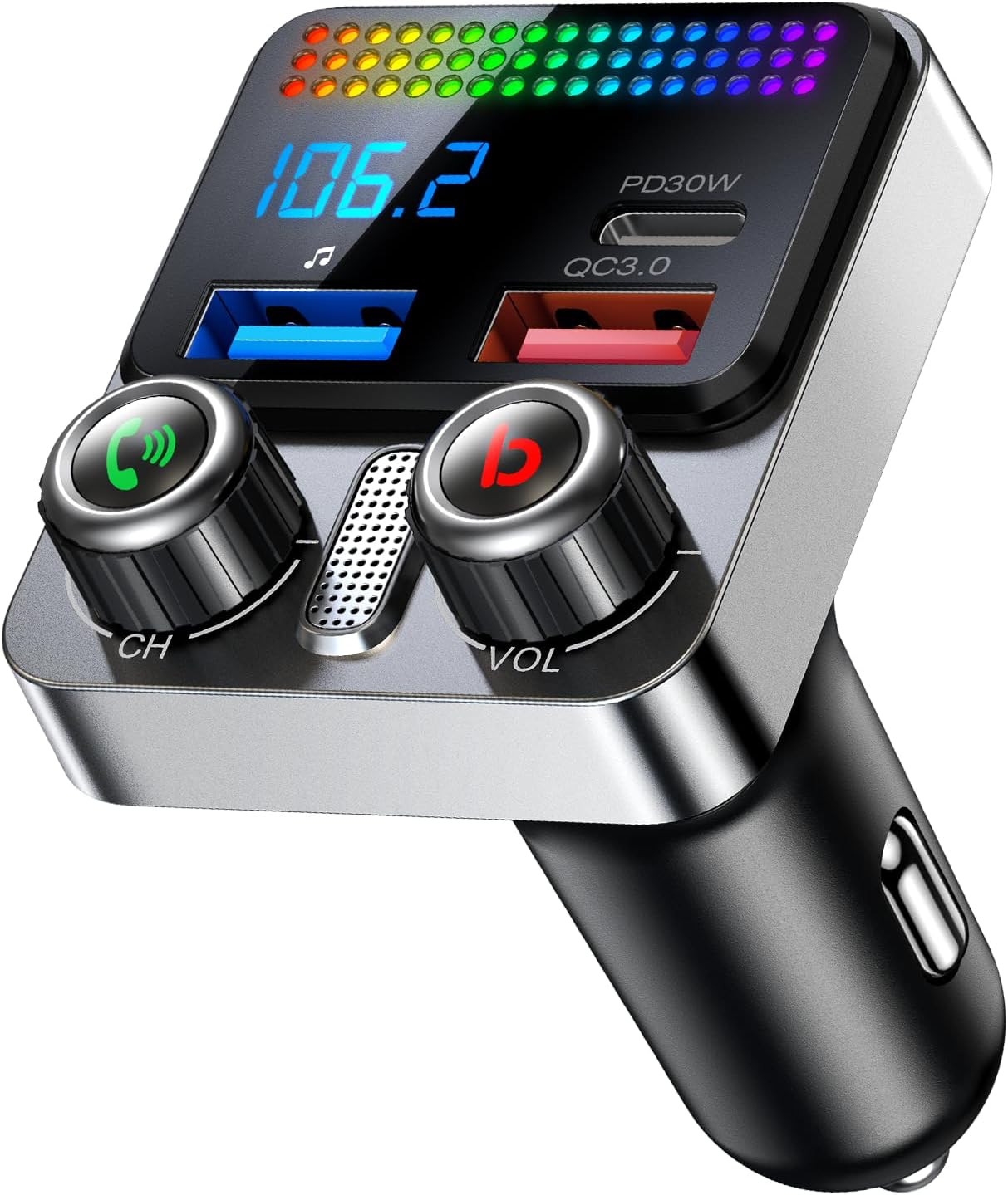 Transmisor FM Radio Bluetooth USB Para Carro Auto For Car Con Pantalla Digital