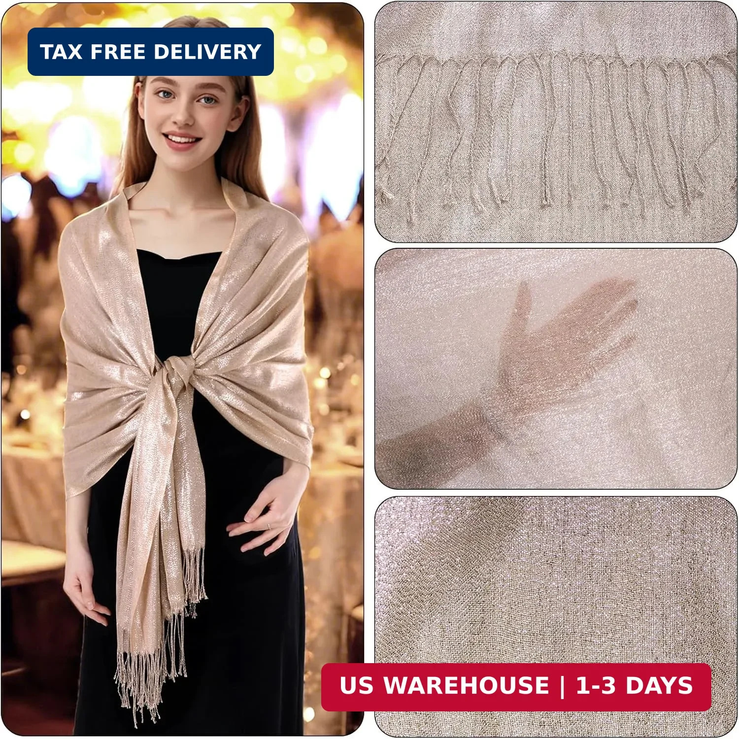 Large Warm Pashmina Scarf for Women Soft Silky Winter Shawl Wrap Evening Scarf