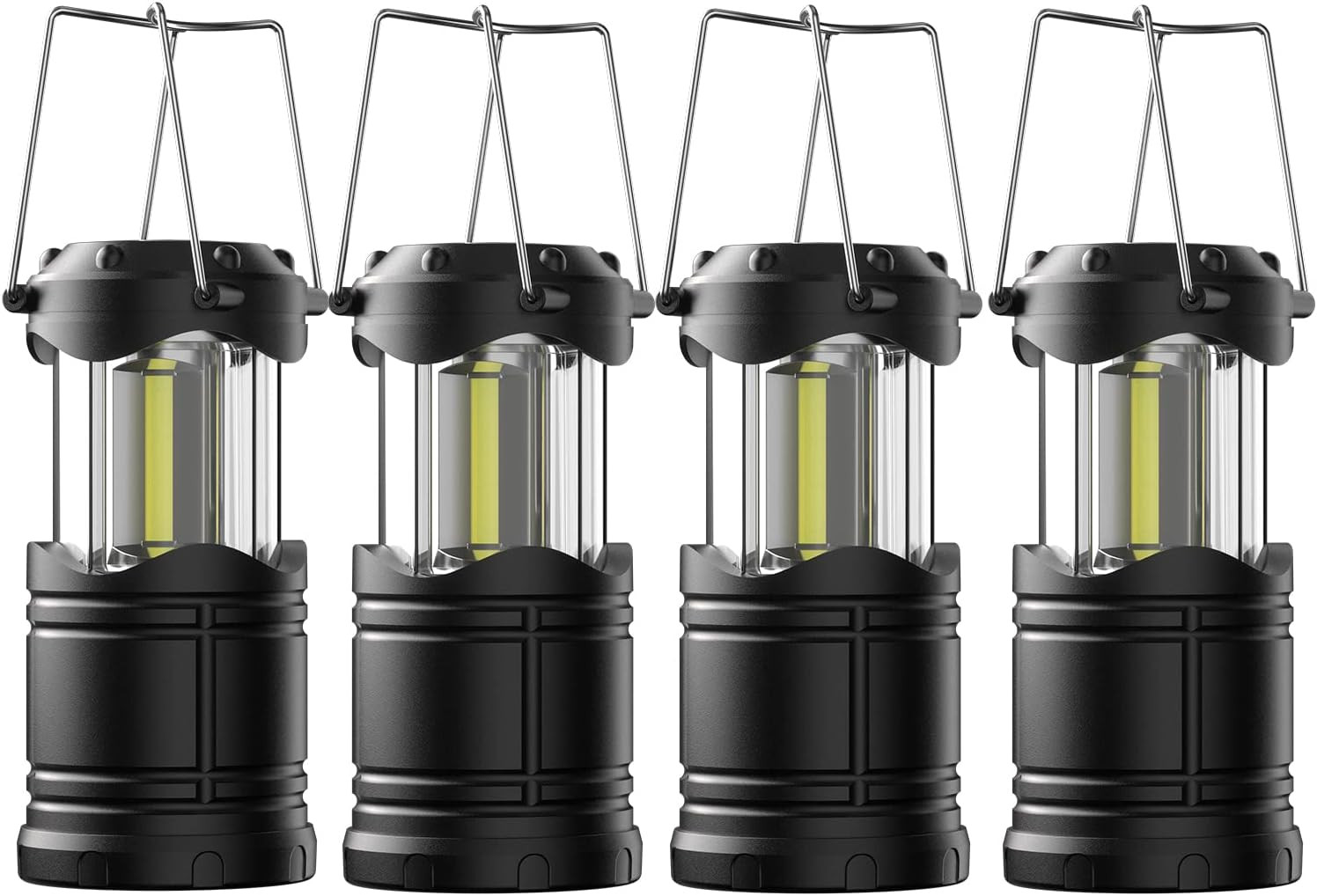 4-PK LED Camping Lanterns, Battery Powered Power Outage Flashlight Hanging Light