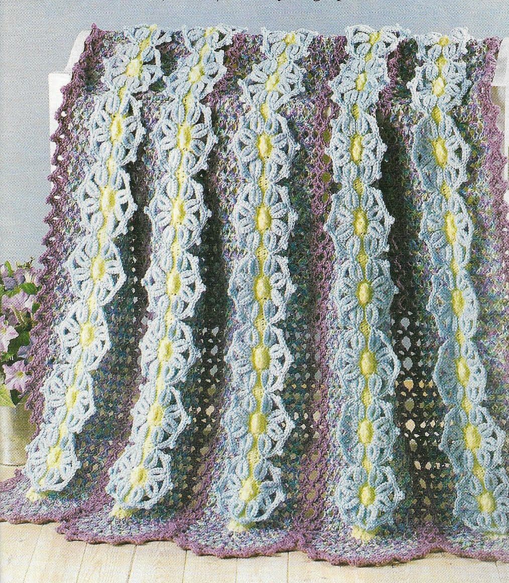 WATERCOLOR GARDEN AFGHAN HOME DECOR DIGEST SIZE CROCHET PATTERN INSTRUCTIONS