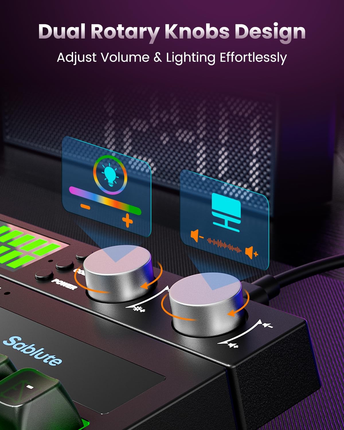 Quiet Gaming Keyboard with Sound-Sync RGB LED Display, 94-Key Wired PC Gaming Ke