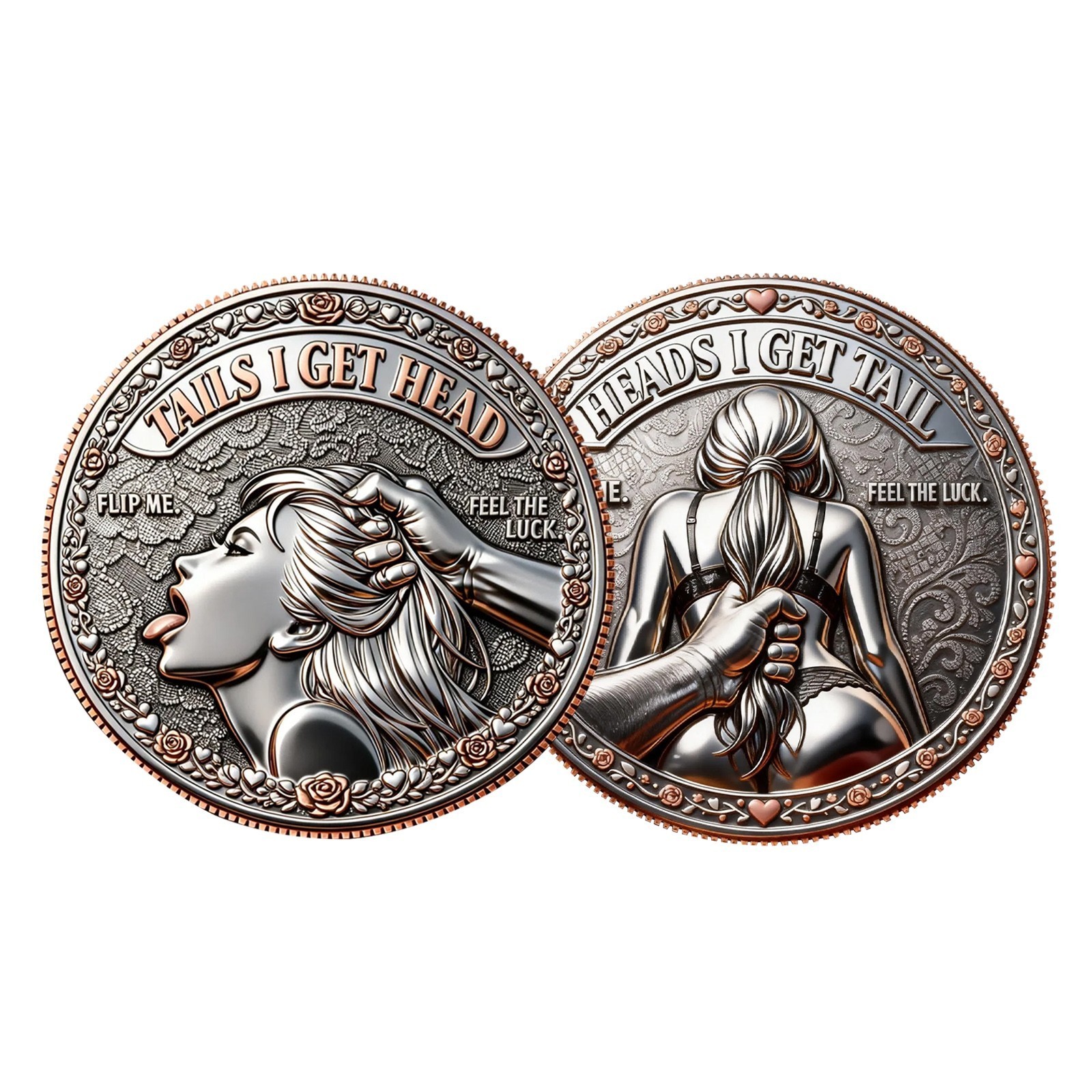 Heads I Get Tail/Tails I Get Head FEEL THE LUCK Funny Commemorative Coin