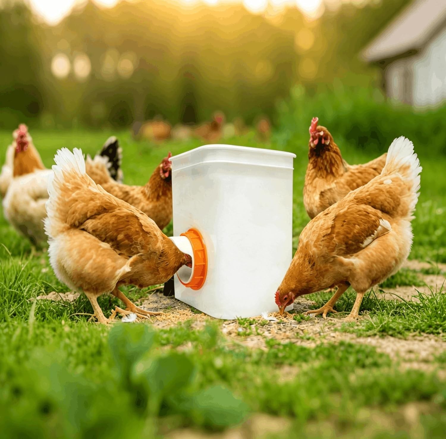 Efficient No Waste Chicken Feeder | 6 Pack with Waterproof Covers & Accessories