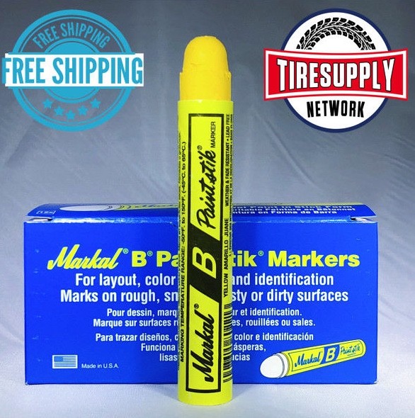 Yellow Markal Tyre Marque Crayon (Box of 12) Tire Marker Paint Paintstik 80221