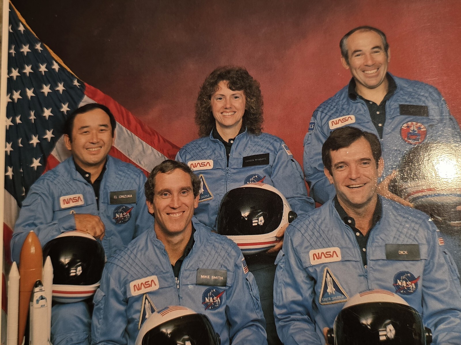 3 - NASA Crew Of Space, Shuttle Launch Challenger Photo 8x10 Mission 51-L USAFA