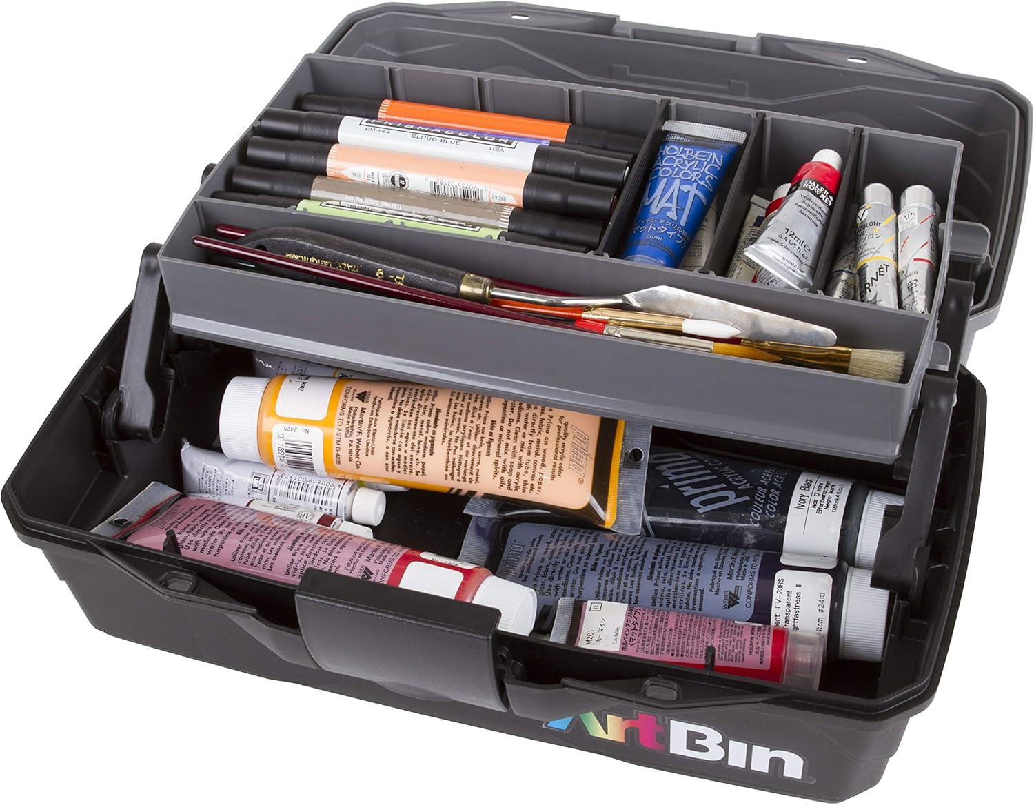 6891AG 1-Tray Art Supply Box, Portable Art & Craft Organizer with Lift-Up Tray,