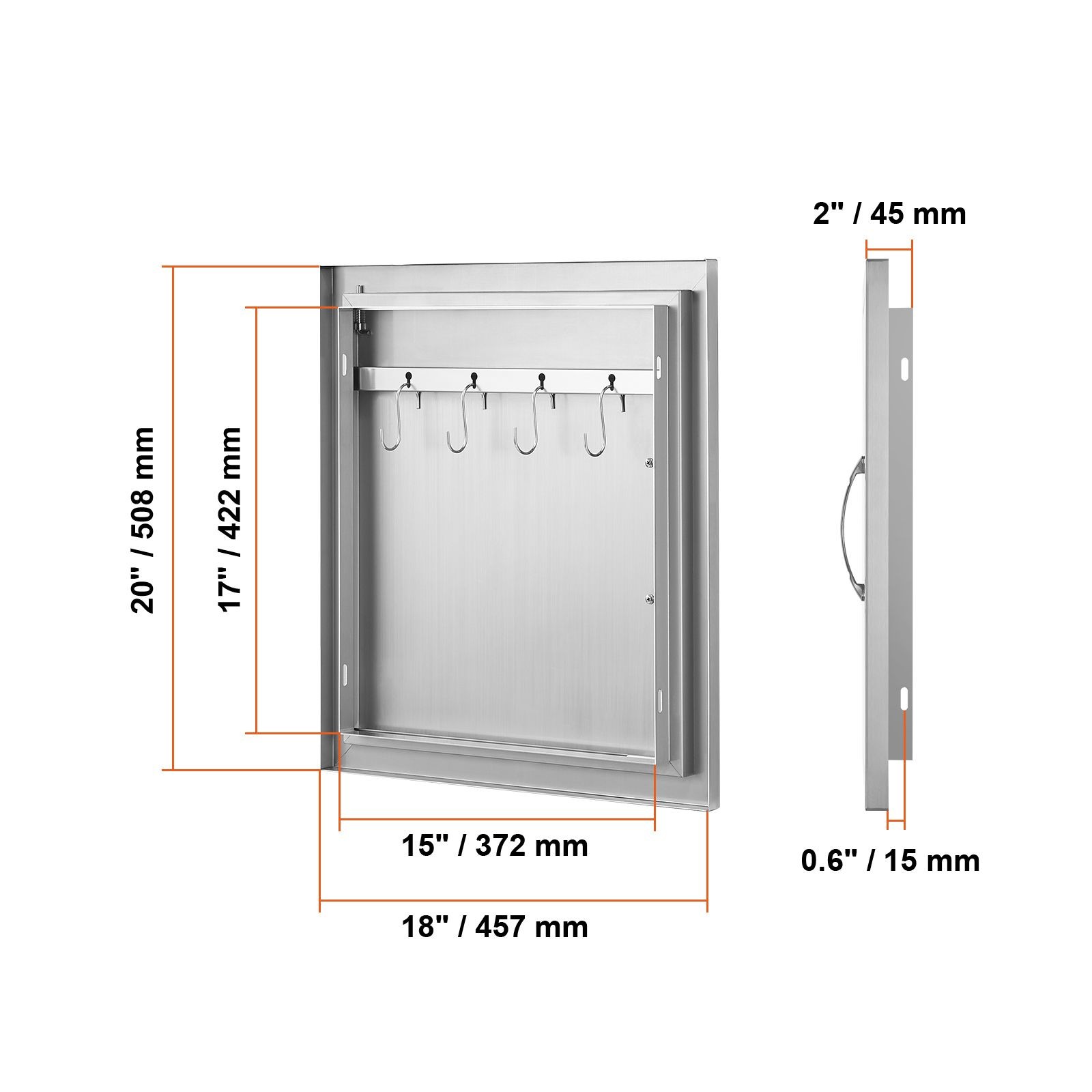 Flush Mount Stainless 18x20in BBQ Door Reversible