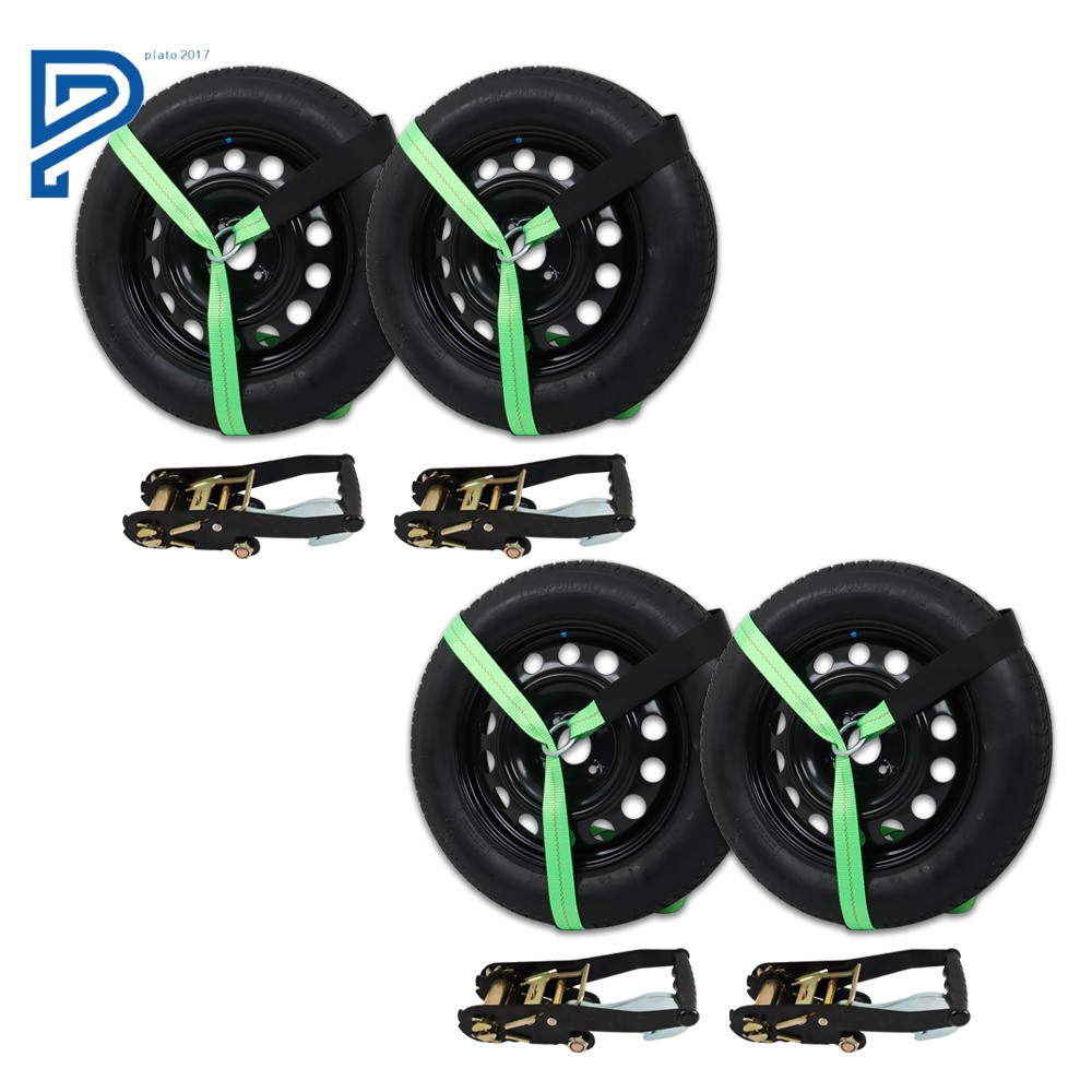 4 Pack Car Tie Down with Snap Hooks Lasso Style 2 Inch x 96 Inch