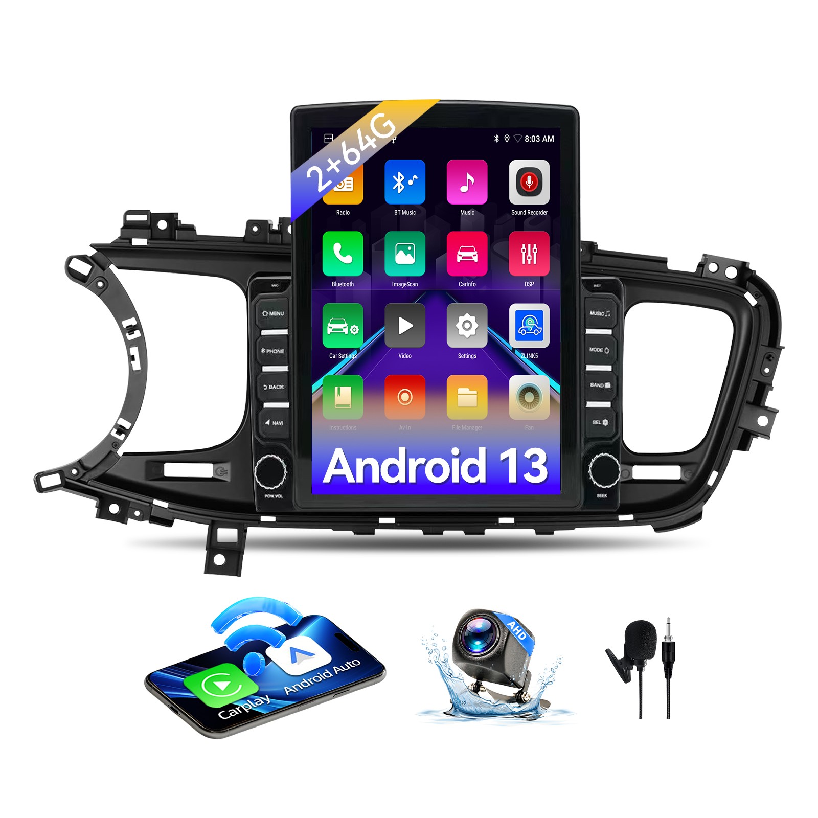 9.7 Android 13 Car Stereo Carplay GPS Wifi Radio for Kia Optima K5 2013-2015
