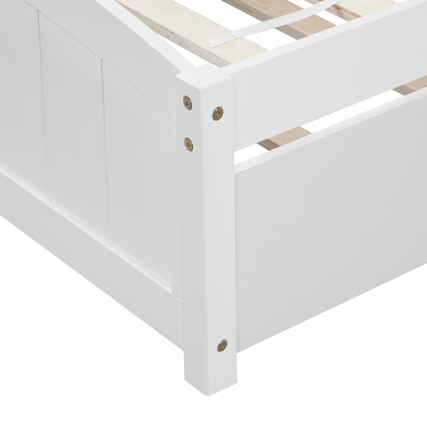 Twin size Platform Bed with Trundle White