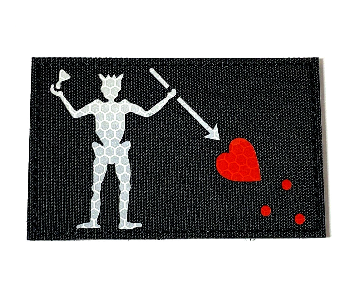 Reflective Blackbeard's Flag Patch Tactical Pirate Hook Loop Navy Seal Team