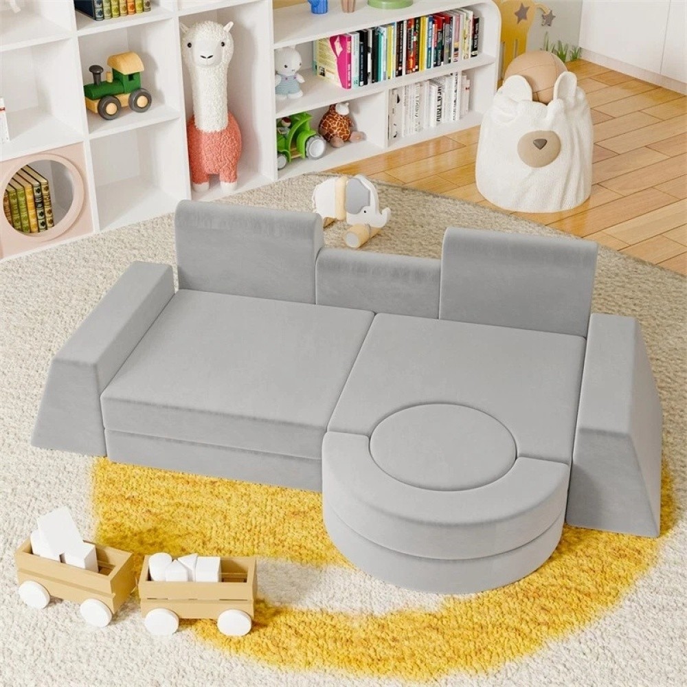 13PCS Modular Kids Play Couch, Foam Building Sofa Cushions & Fort for Boys Girls