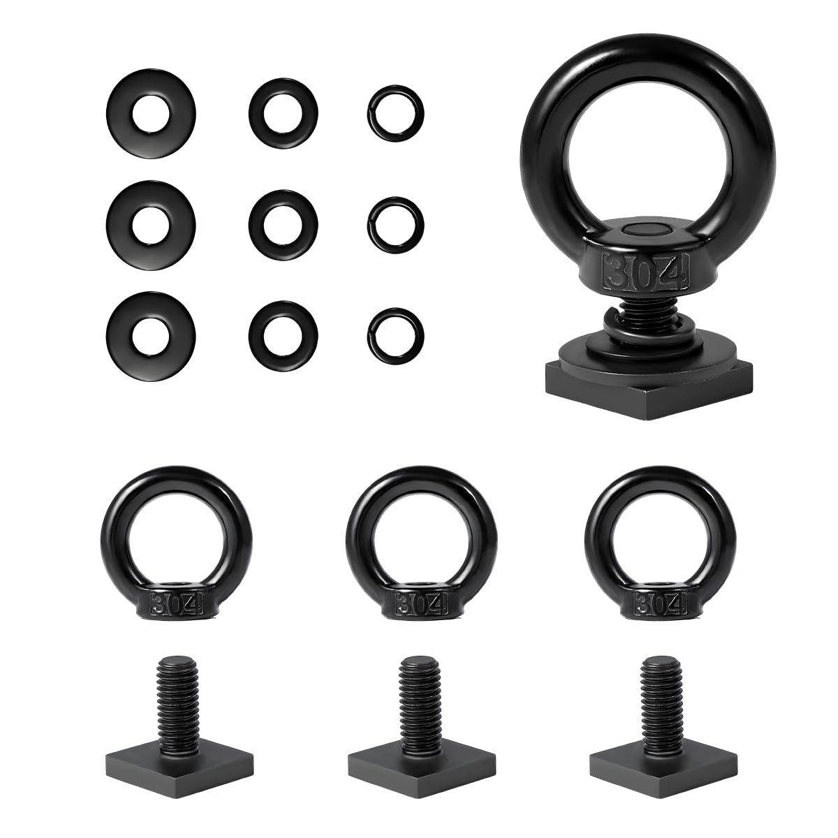 4 PCS T Track Mount Tie Down Anchor for Roof Rack, M8 Sturdy Stainless Steel ...