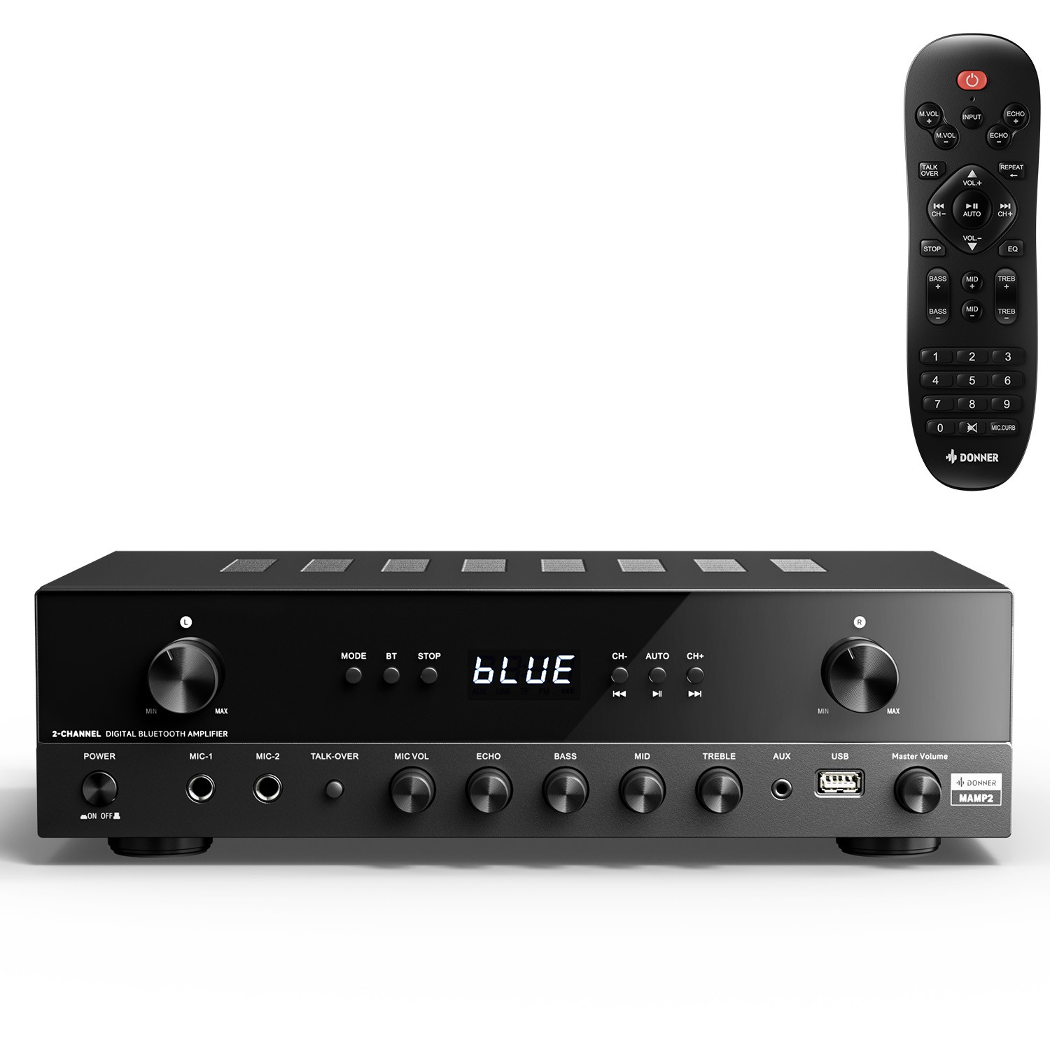 Donner MAMP2 600W Peak Stereo Audio Amplifier Receiver 2 Channel Bluetooth