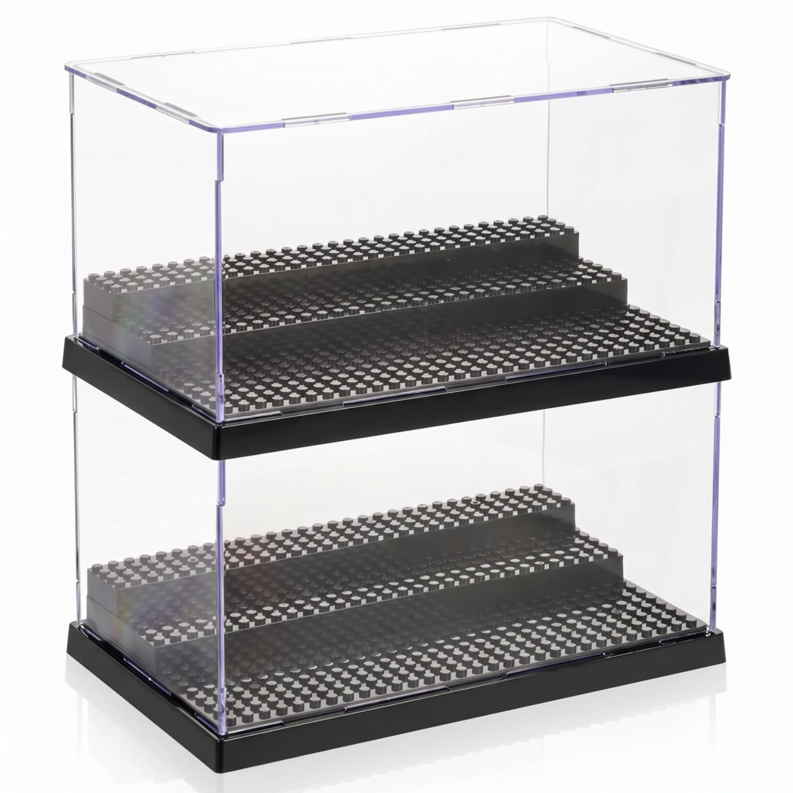 2 Pack Display Case for Minifigure Action Figures Blocks, Acrylic Display Sto...