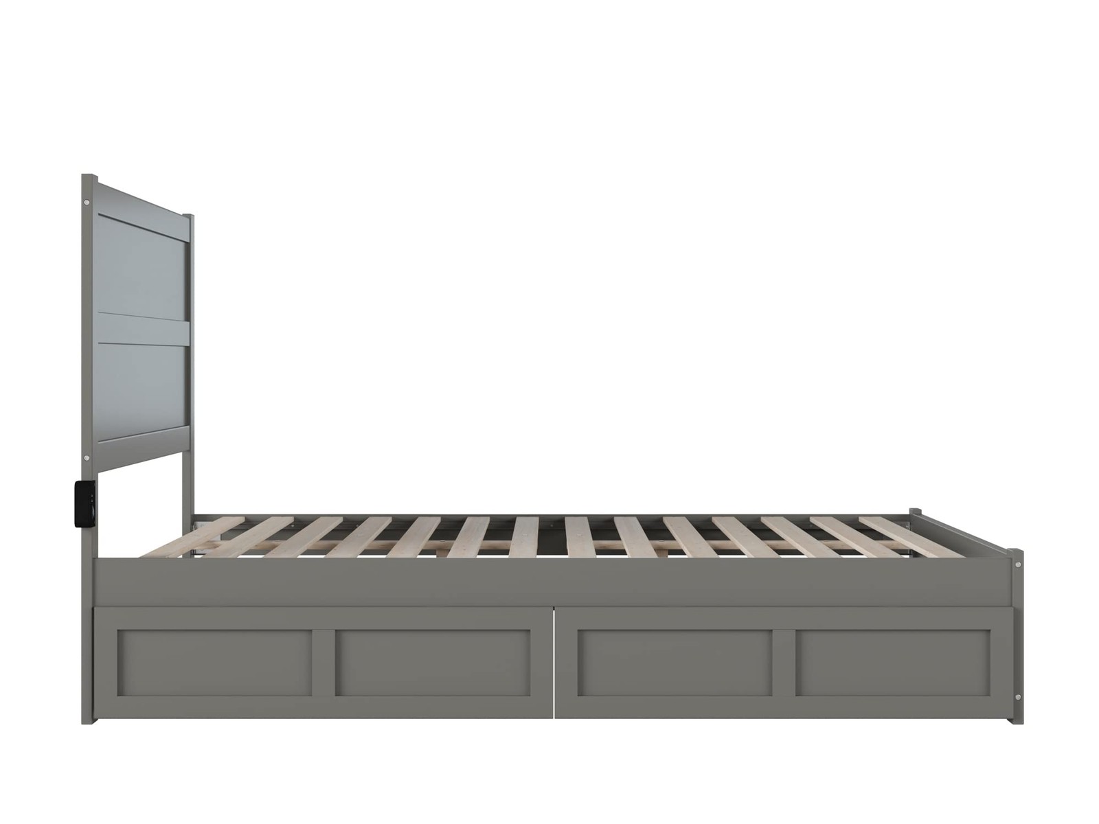 AFI NoHo Farmhouse Queen Wood Bed with Footboard and 2 Drawers in Gray