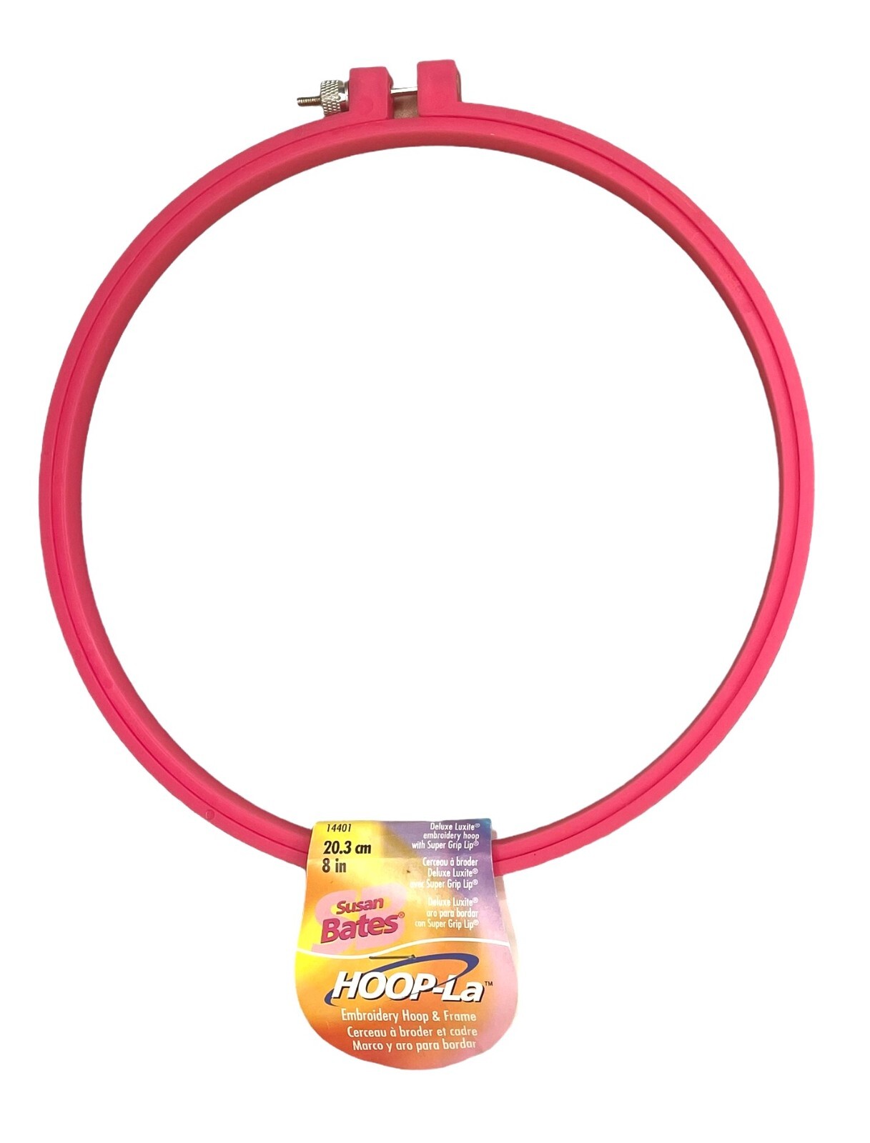 Susan Bates Hoop-La Plastic Embroidery Hoop and Frame 8"- Pink