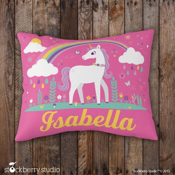 Unicorn Pillowcase Personalized Girl Rainbow Custom Birthday Gift Pillow Sham