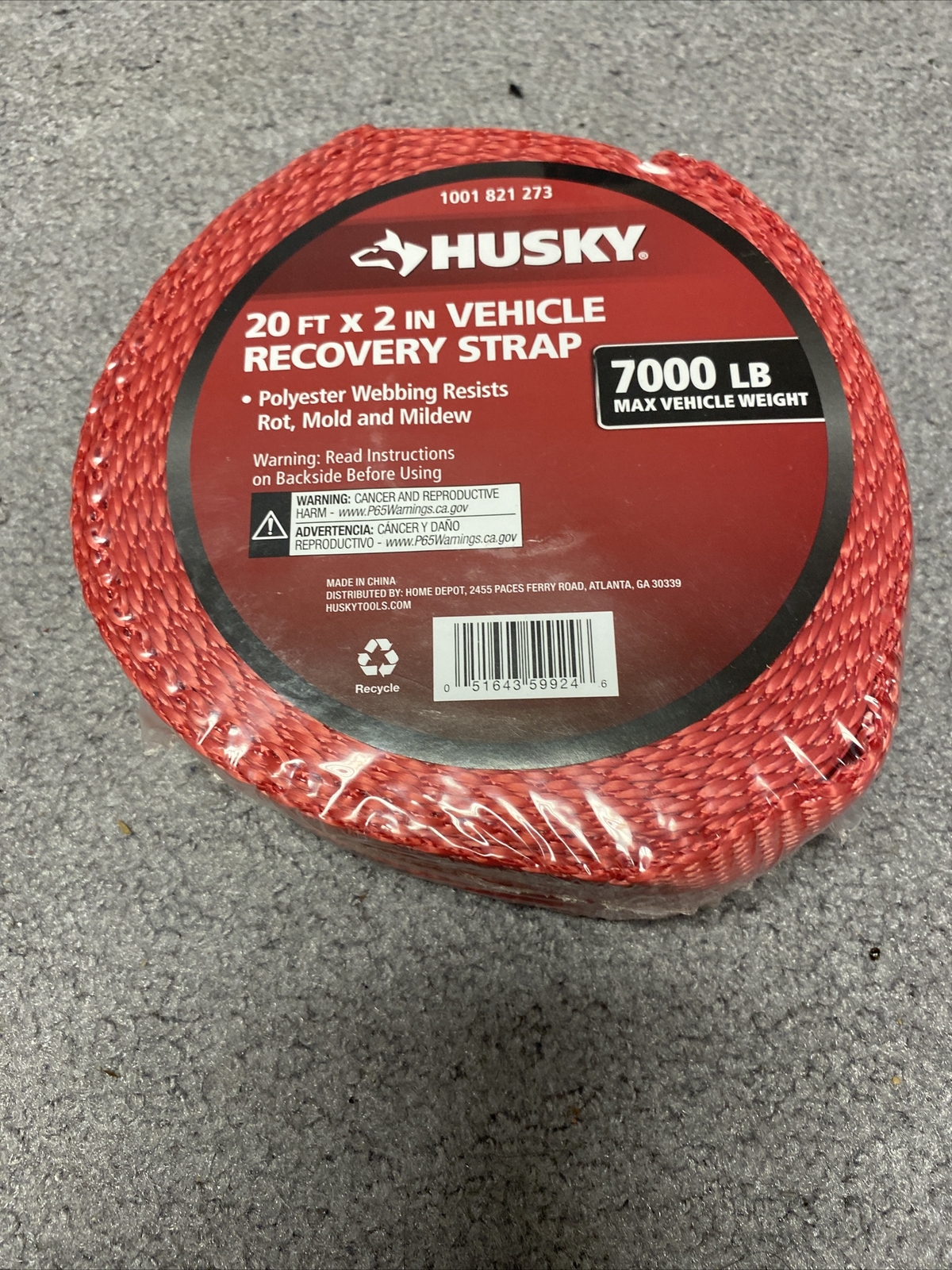 2 pack - Husky 20 Ft. x 2 “ Vehicle Recovery Strap - 7000 LB Max Vehicle Weight