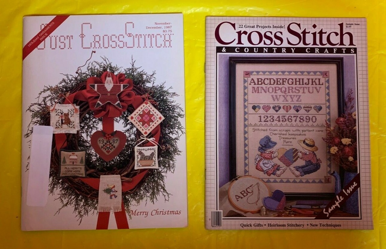 6 Vintage cross stitch Magazines & 1 book-#'s 12/41& 65 by Gloria & Pat +4
