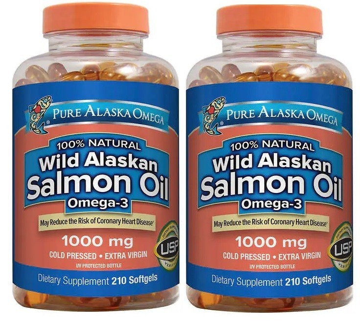 Pure Alaska Omega-3 Wild Alaskan Salmon Oil 1000mg 210 ct 2-pack Exp 11/27+