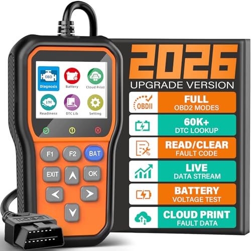 BluSon YM319 OBD2 Scanner Diagnostic Tool with Battery Tester, Check Orange