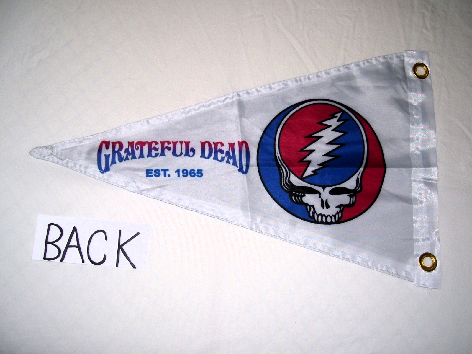 GRATEFUL DEAD 12" X 20" FLAG PENNANT ESTABLISHED 1965 **DOUBLES-SIDED**