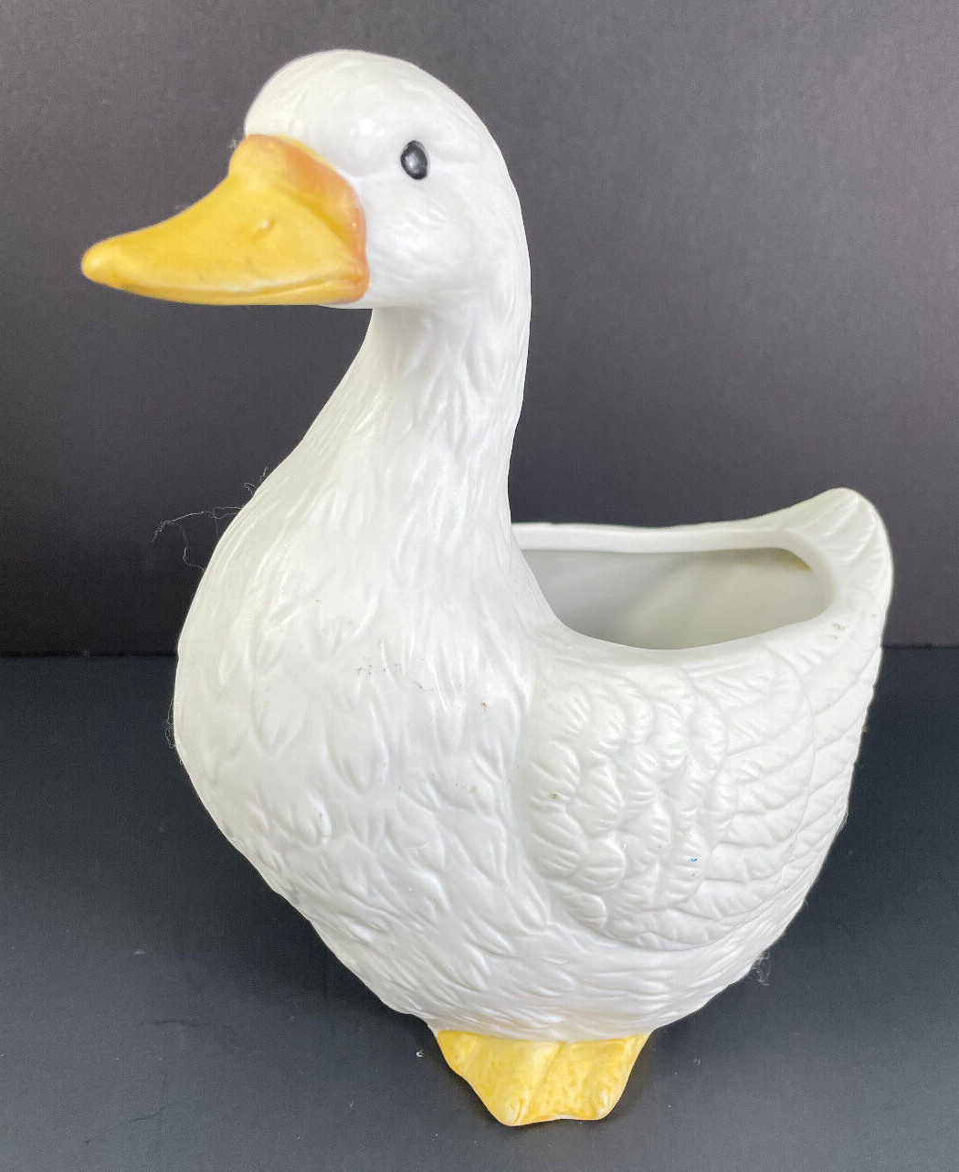 White Duck Planter Mexico 7"T Numbered Porcelain Ceramic