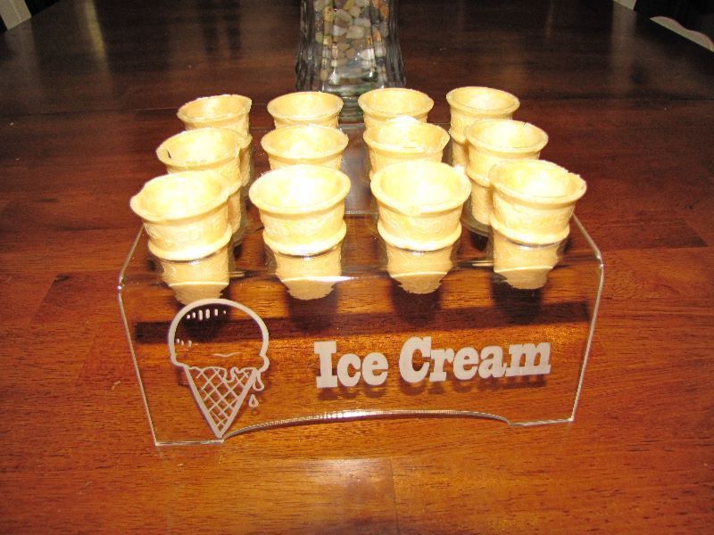Engraved Acrylic ((MINI CONE ONLY)) 12 Ice Cream Cone Holder Tray Display Stand