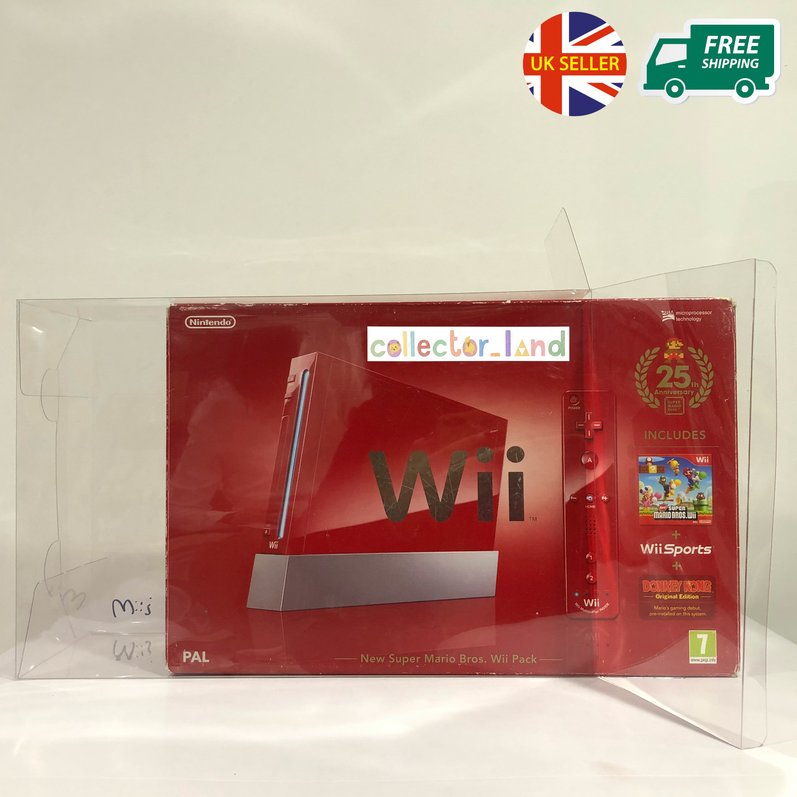 BOX PROTECTOR Nintendo Wii Mario 25 Edition Console STRONG PLASTIC DISPLAY CASE