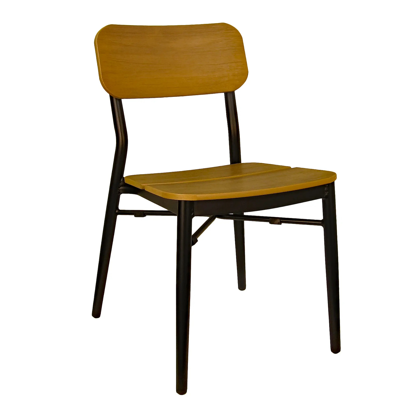 H&D Commercial Seating 7181S Stackable Aluminum Plastic Wood Side Chair