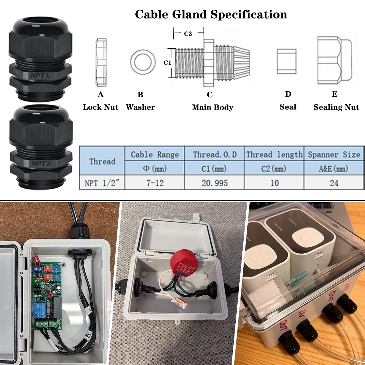 Junction Box ABS Plastic Dustproof Waterproof IP65 Electrical Boxes Hinged Sh...