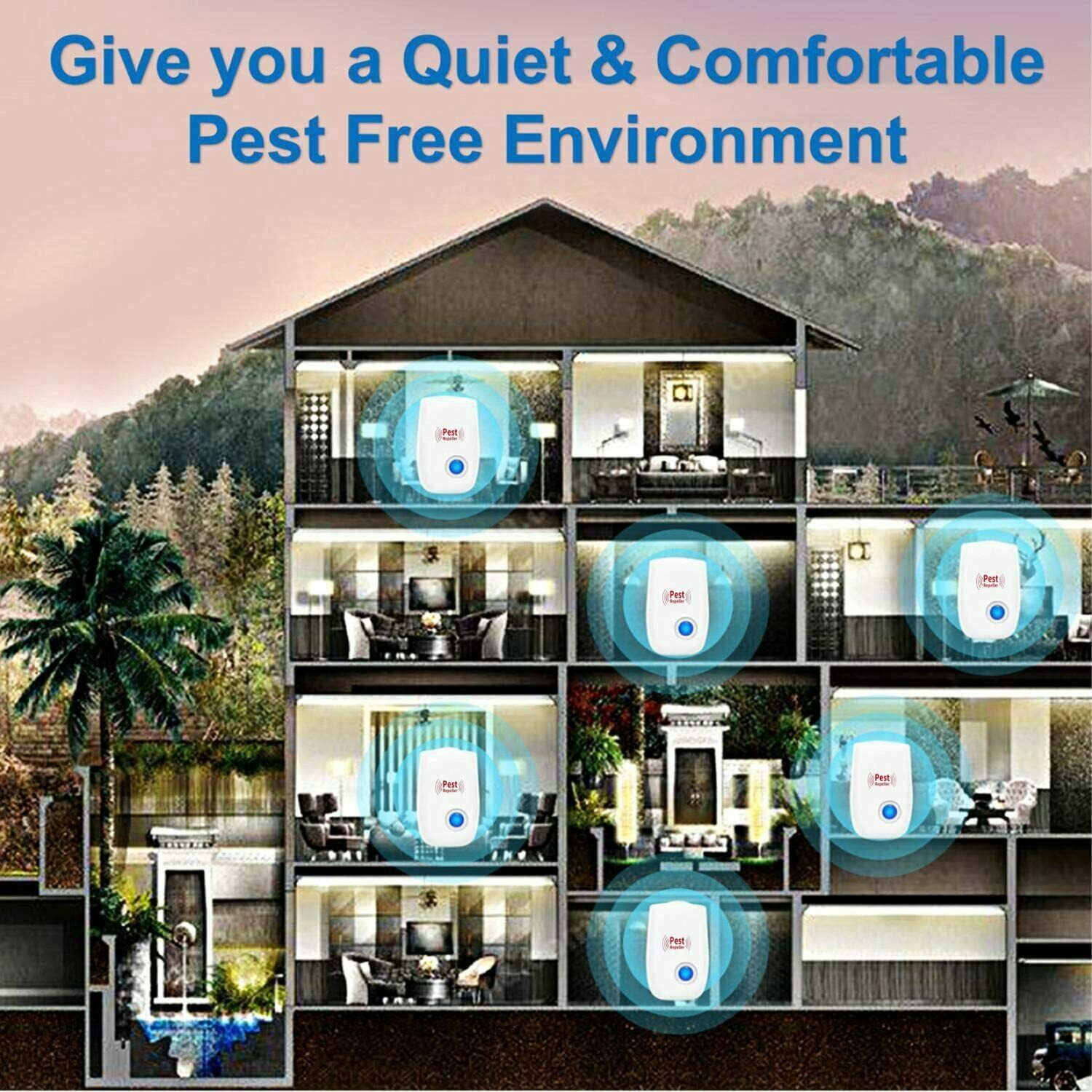 3 x Electronic Pest Reject Control Ultrasonic Repeller Home Bug Rat Spider Roach