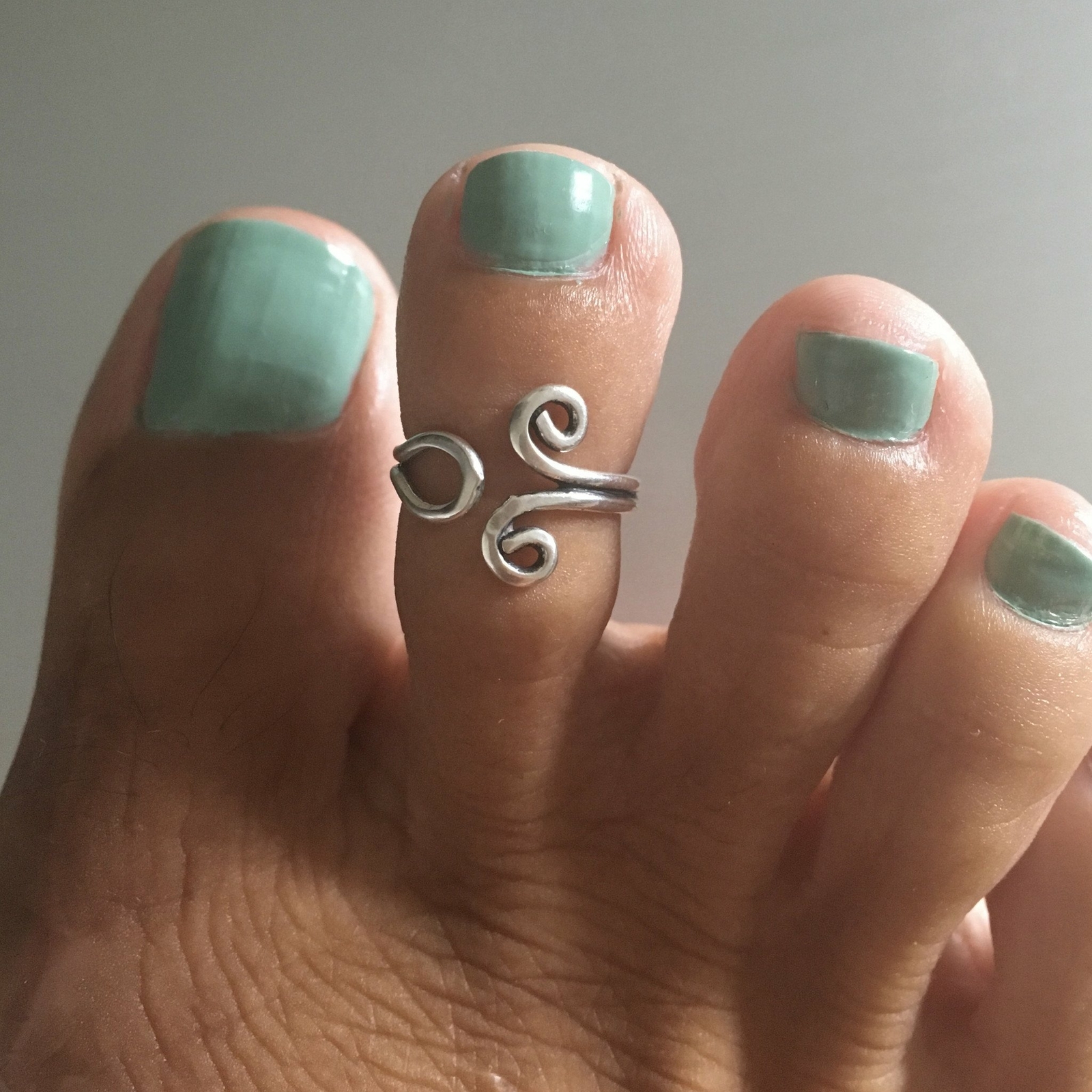 Sterling Silver Adjustable Swirl Toe Ring, Silver Rings, Swirly Ring