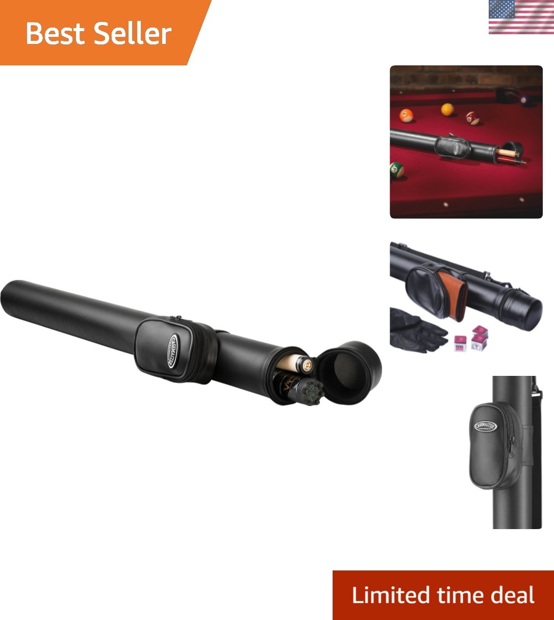 Q-Vault Supreme Billiard/Pool Cue Hard Case, Holds 1 Complete 2-Piece Cue 1 B...